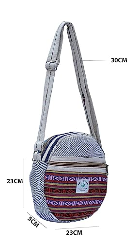 Image of ANESHA Sling Side bag Square Shape Small Size with Multi-pocket- White and Multicolor Outer cover Side bag for Fashionable Men and Women Round Sling 2 Compartments Pack of 1 (9 x 9 Inches)