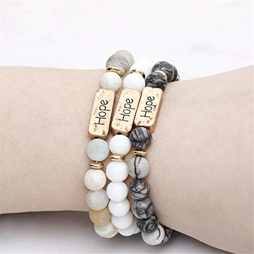 3 Pcs Natural Volcanic Stone Friendship Bracelets Handmade Beaded Stretch Bracelets (bra000001)3