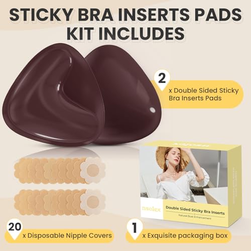 Image of Double Sided Sticky Bra Inserts Reusable Ultra Push Up Lift Self Adhesive Bra Pads for Bikini Swimsuit Strapless Dress