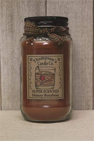 Thompson's Candle hblm Super Scented Honey Bourbon Large Mason Jar Candle- Burns 85 Hours, 20 Ounce