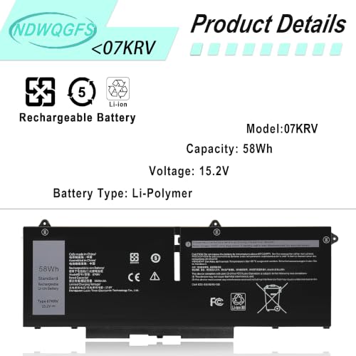 Image of FK0VR 07KRV Laptop Battery Replacement for Dell Latitude 5330 7330 7430 7530 2-in-1 Series Latitude 5330 2-in-1 /7330 2-in-1 /7430 2-in-1 Compatible with P133G P134G 8H6WD 51R71 FKOVR