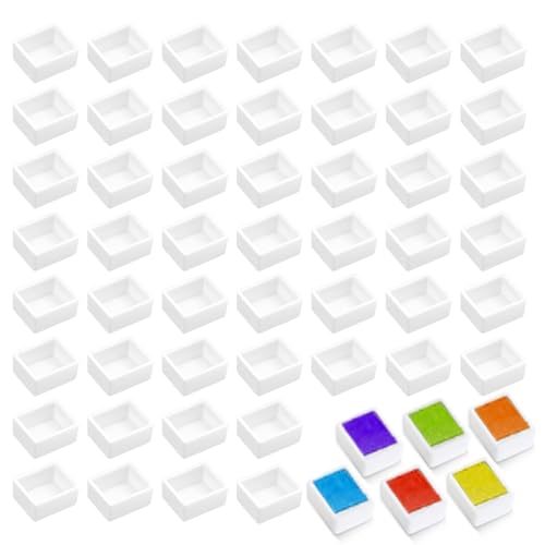 50 Pcs Plastic Watercolor Half Pans Palette