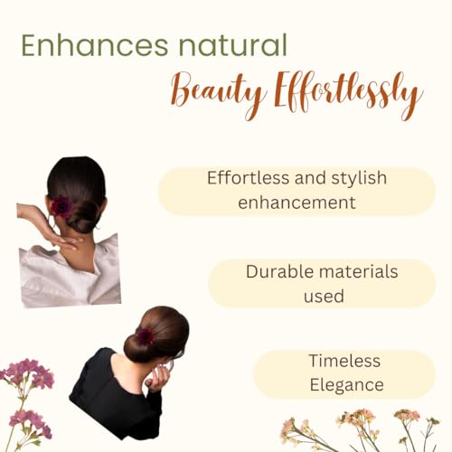 Image of Hair Flare Artificial Plastic & Metal Rose Flower with An Abundance of Petals Design Hairpin /Hair Clip /Judabun | Bridal Hair Accessories, Wedding, Festival for Women & Girls - 2700, Set of 2