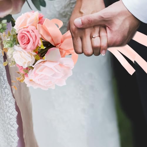 Ramo de novia artificial de rosas en tela para decoracion 7