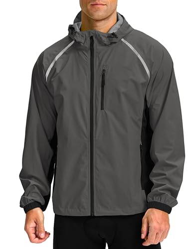 Image of Bikewa Men's Cycling Rain Jackets Waterproof Running Bike Windbreaker Lightweight Packable Hooded Jacket