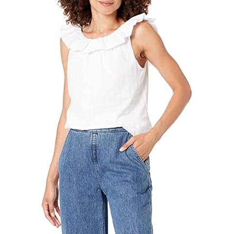 Trina Turk Women's Twin Falls Top Blouse, White, Large Cover