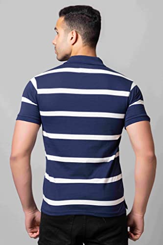Image of PRORIDERS Half Sleeve Cotton Blend Fabric Collared Regular Fit Men's Polo Striper Tshirt with Pocket for Casual wear