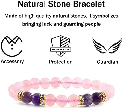 Natural Rose Quartz Bracelet, Healing Crystal Gemstone Bracelet, Bracelet Beads for Women