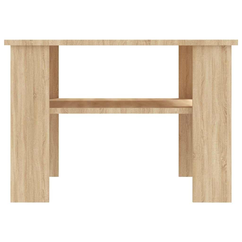 Mesa de centro de 60 x 60 x 42 cm, roble Sonoma, estructura robusta con estante, diseño moderno para salón, dormitorio, oficina