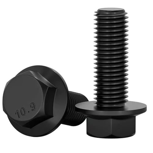M8-1.25 x 25 mm Flanged Hex Head Bolts Flange Hexagon Screws, Full Thread, Alloy Steel, Zinc Plated, Quantity 20