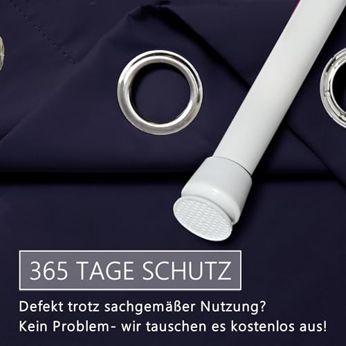 tinycurtains, Thermo Türvorhang mit Teleskopstange, einfache Montage in nur 1 Minute ohne Bohren (Türgardine blau H195 x B150 cm + Stange… – Ansicht 6