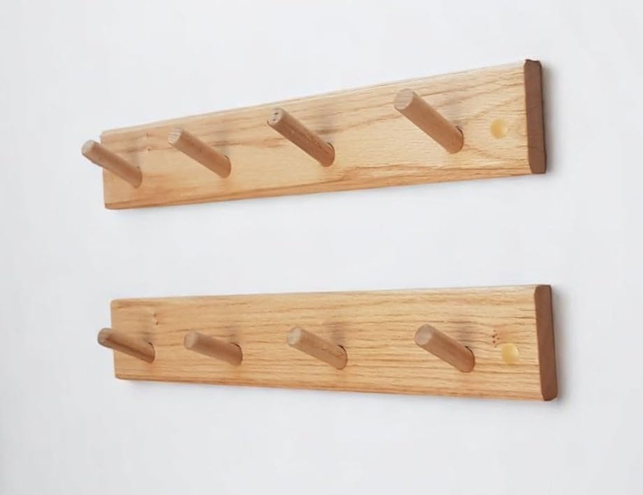 Generisch MAXARTI Wandgarderobe 2er Set Eiche massiv 40cm –...