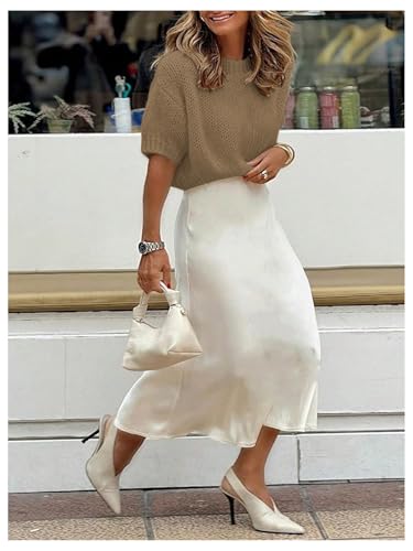 Image of GORGLITTER Women's Puff Short Sleeve Crop Cropped Sweaters Top Cute Outfits | Old Money Outfits Women, Date Night Outfit for Women, Going Out Tops Trendy, Knit Tops Sweater