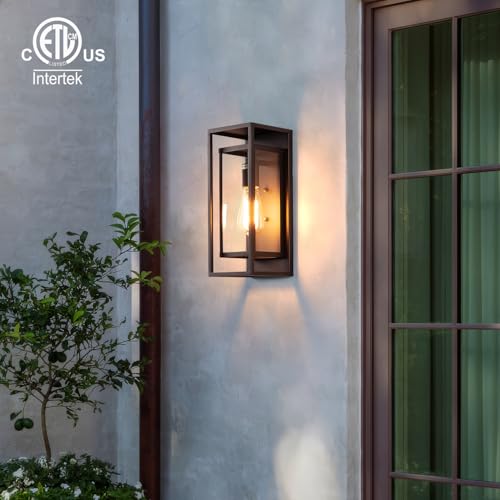 Image of mirrea 14 inch Modern Outdoor Porch Wall Light, Oil Rubbed Bronze, 2 Pack