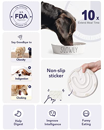 Le Tauci Pet Dog Slow Feeder Bowl Ceramic, Puzzle Dog Food Bowl For Small Medium Large Breed, Puppy Slow Feeder Bowl For Fast Eater, Dog Bowls To Slow Down Eating, Maze Bowl, Pet Bowl #TOP2