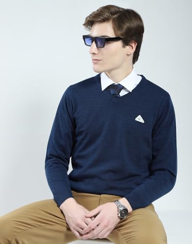 Image of Monte Carlo Men's Regular Fit Pullover | Solid V Neck Style | Full Sleeves Pull On | Warm & Stylish Winter Fashion Sweater | Winter Sweater for Men's