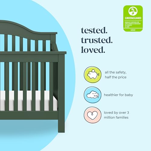 Image of Davinci Jayden 4-in-1 Convertible Crib, GREENGUARD Certified, Forest Green