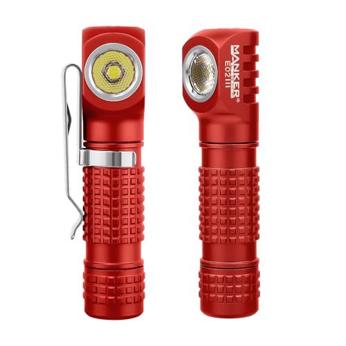Image of Manker E02 III Everyday-Carry Flashlight, USB-C Rechargeable 10440 / AAA Flashlight, Pocket EDC Flashlight with Magnetic Tail, Reversible Clip (560 Lumens 6500K Cool White, Red)