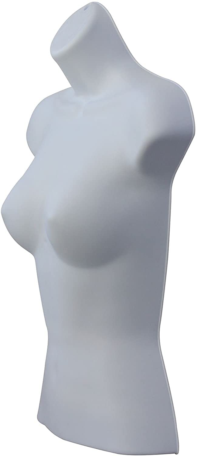 Female Hanging Mannequin Half Body Form Bust Shop Display 3QTR SKIN (WHITE 3/4 LADIES)