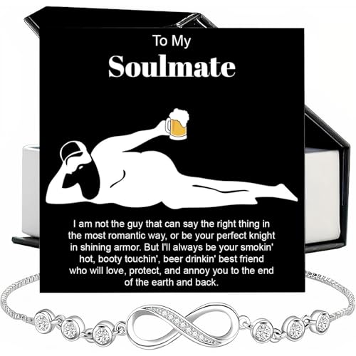 To My Soulmate Bracelet For Women, Funny Gifts For Girlfriend, Personalized Christmas Presents For Girlfriend, Best Birthday Meaningful Gift Ideas For Wife, Women Romantic Jewelry For Her Anniversary2