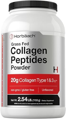 Horbaach Collagen Peptides Powder 40 oz | Unflavored | Type 1 and 3 Protein Collagen | Keto and Paleo Supplement | Grass Fed, Non-GMO, Gluten Free