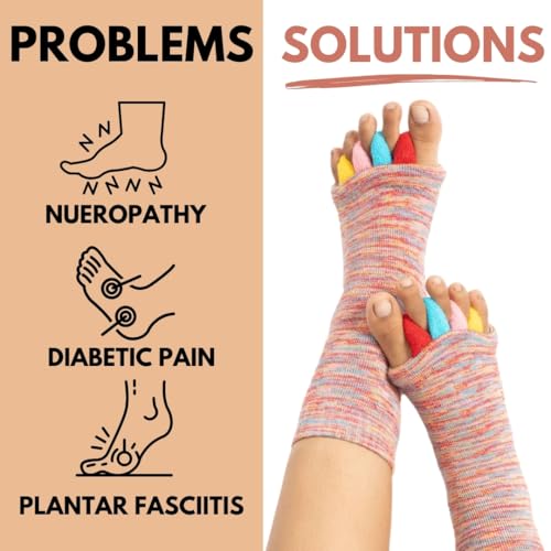 Image of DIRTS Original Foot Alignment 5-Toe Separator Orthopedic Cotton Socks for Women & Men - Bunion Corrector & Plantar Fasciitis Support(Multicolour, Large)