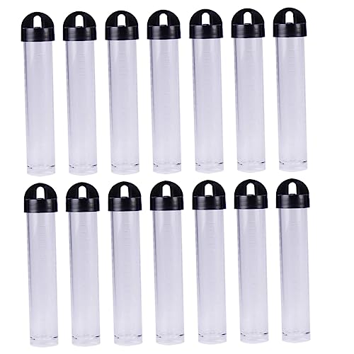 KALLORY Bead Storage Tubes with Black Cap Lids 30 Pcs Plastic Jars Liquid Container Small Storage Bottles Jewelry Organizer