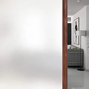 SUNBIRD Privacy Window Film Frosted Static Cling Glass Sticker for Home Office Security and Decorative Opaque Glass Effect Anti-UV Removal (12 X 24 Inch)