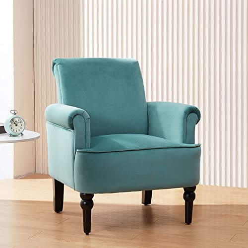 Mellcom Modern Lounge Accent Chair, Comfy Velvet Fabric Armchair With Gourd Leg, Upholstered Chairs For Living Room, Reading Room, Bedroom, Green #TOP1