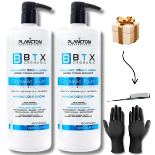 Kit 2 progressiva Plancton Profissional BTX Orghanic Alisamento Térmico Natural, com Óleo de Macadâmia e Argan