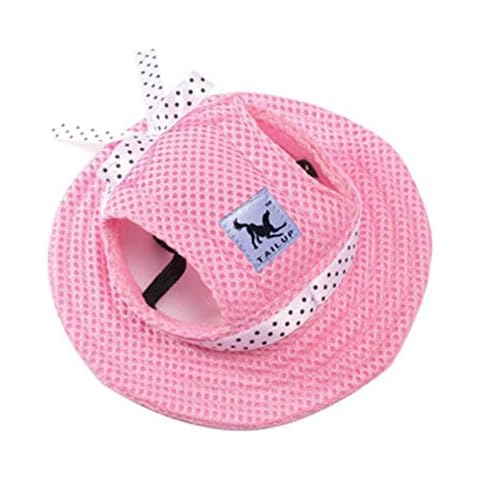 HEHUANG Pet Dog Cap With Ear Holes For Dogs Canvas Cap Dog Baseball Beach Visor Hat Puppy Outdoor Cap Headdress Accessories,pink,M Cover