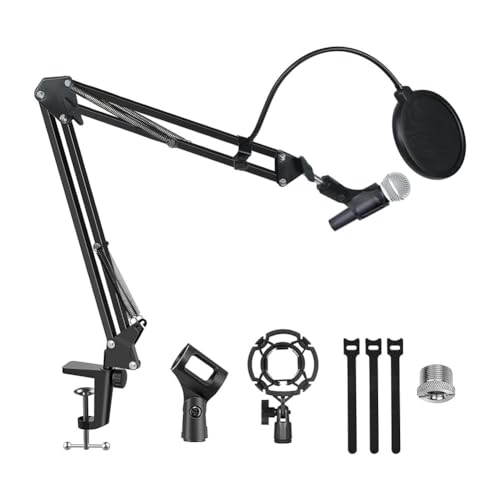 Xbsduih Soporte para micrófono para juegos, soporte para micrófono, soporte de suspensión con brazo con filtro para parabrisas