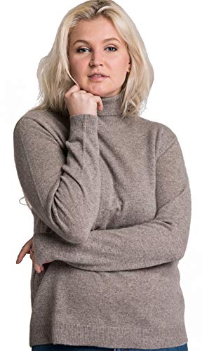 cashmere 4 U 100% Cashmere Turtleneck Plus Size Top Sweater for Curvy Woman