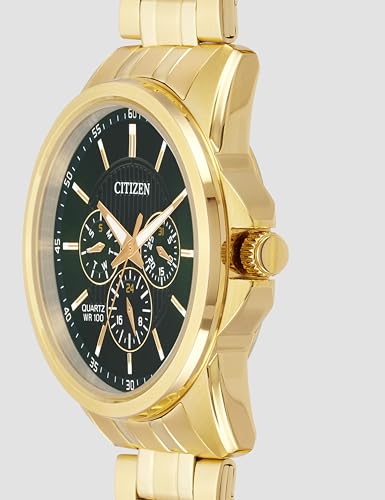 Image of Citizen Stainless Steel Analog Quartz Multifuction Men's Black Dial Watch - AG8343-50X, Band Color-Two-Tone