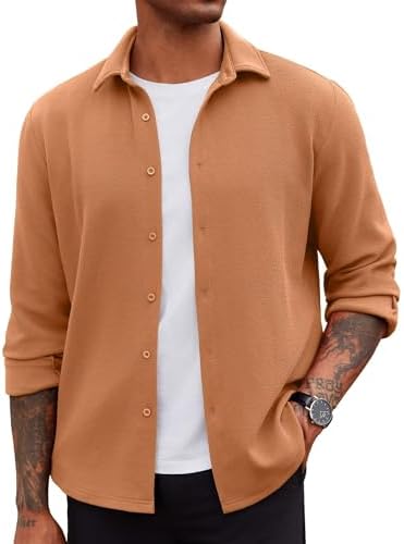 COOFANDY Men's Overshirt Shacket Jacket Mens Textured Button Down...