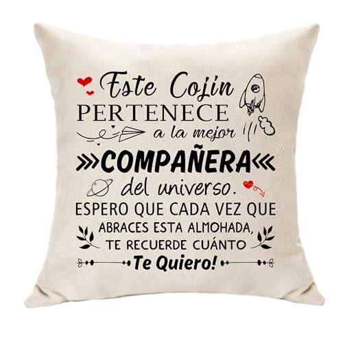 Hasodeo Regalos Compañera Funda de Cojín Regalos para Amigas Regalos Despedida Regalos Empresa Navidad Regalo Trabajo Regalo Cojín Decoración Regalos Colegas Personalizado (Compañera)