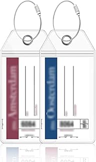 Cruise Luggage Tags Holder, 2 PCS Clear Waterproof Cruise Luggage Tag Suitcase Labels Bags PVC Pouch Suitcase Label Tags Travel Tags with Zipper Steel Loops Cruise Trip Preventing Loss