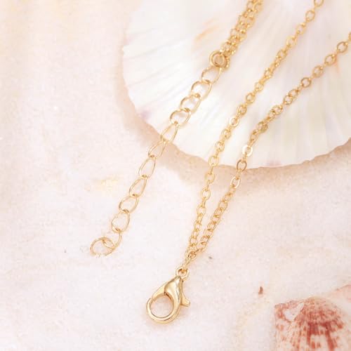 Tgirls Boho Layered Starfish Necklace Seashell Pendant Necklaces Chain for Women4