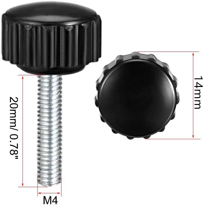 MACHSWON Knurled Clamping Knobs Saw Drill Press Lathe and Routing Jigs Packaging Machinery Printing Equipment Hand Clamping Handle Bolt Hand Knob Screw Replacement Parts M4 x 20mm 6pcs - Image 2