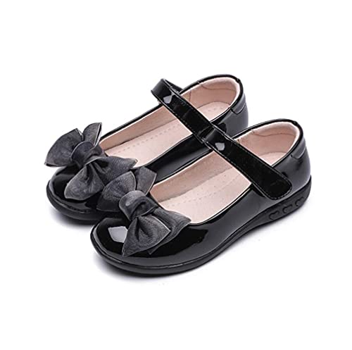 Girl's Mary Jane School Uniform Shoes Front Bow Ballerina Flat Princess Dress Shoes Kids Oxford