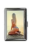 Metallhülle für Zigaretten Zigarettenetui Box Sexy Girl Bikini Strand Bedruckt