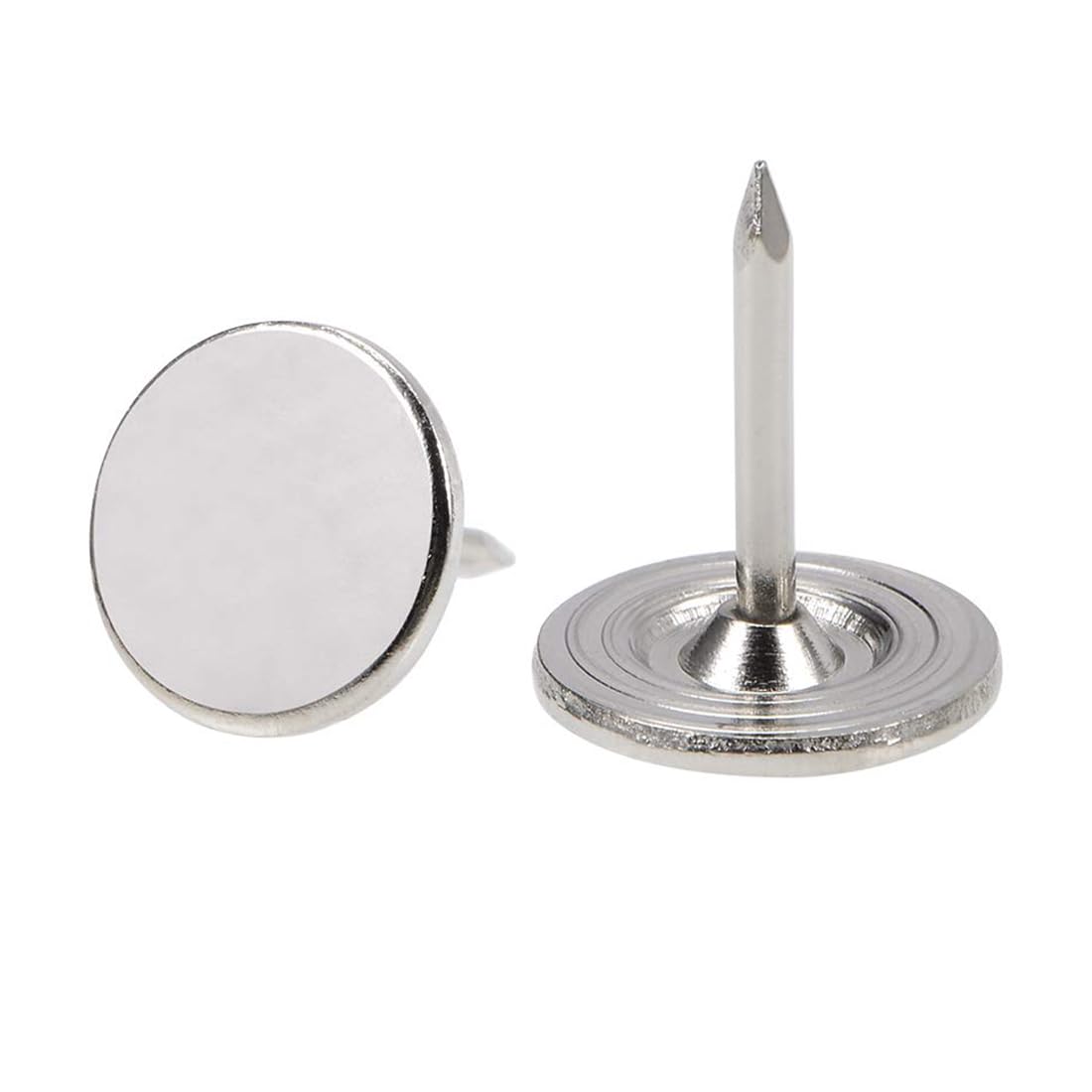 TOP-VIGOR 100pcs Silver Flat Head Upholstery Tacks, Heavy Duty Push Pins, 11 x 15mm Decorative Thumb Tacks for Wall, Cork Board, Furniture and Notice Board