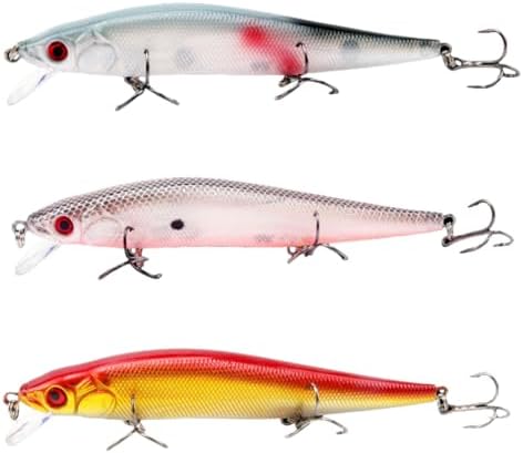 Blade Bait Fishing, Lifelike 3-Pack Slow Sinking Fishing Lures for Bass, Pike, Panfish & Walleye, Fishing Gifts for Men