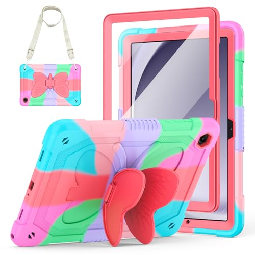 Image of Cover for Samsung Galaxy Tab A11+ Plus /A9+ Plus Case with Screen Protector, Galaxy Tab A11+ /A9+ 11 inch 2025 /2023 Released with Butterfly Stand Shoulder Strap case for Kids Girl, Colorful Blue