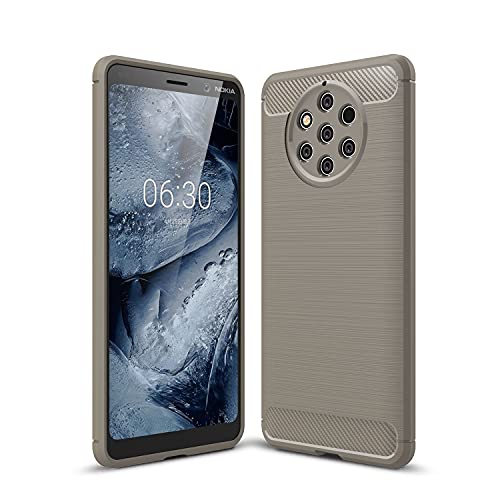 Cruzerlite Funda Nokia 9 PureView, Carbon Fiber Shock Absorption Slim TPU Cover for Nokia 9 PureView (Gray) Cover