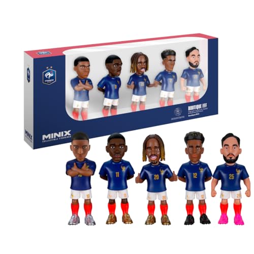 MINIX - Football Stars - Coppa del Mondo - Confezione - Francia - 5 personaggi - Personaggio da collezione 7 cm (Mbappé, Dembelé, Barcola, Doué, Cherki)