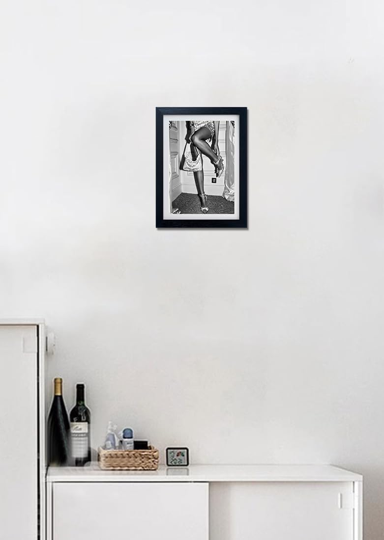 Black and White High Heels Fashion Canvas Print Trendy Poster Black Girl Room Decor Luxury Feminist Wall Art Woman Bathroom Bedroom Decor