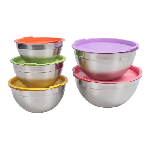 Juego de 5 tazones nesting con tapas acero inoxidable miniatura 6