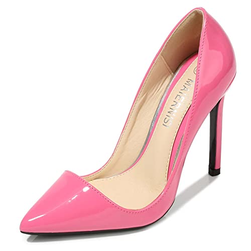 JOEupin Dam klassisk spetsig tå högklackade sexiga stilettpumpar kontor dam vardaglig klänning festskor, Rosa, 35.5 EU