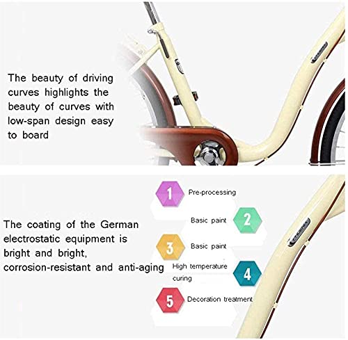 WENHAO Damenkreuzer-Fahrrad Erwachsene Strand-Cruiser-Fahrrad, Einzelgeschwindigkeits-Antriebstreifen, mittlere Stahl-Stufen-Rahmenrahmen, leichte Stadt Student Pendler Auto (Farbe: C, Größe: 20in) – Bild 7